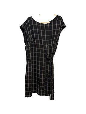 Loft Plus Black & White Plaid Tie-Waist Dress Size 18